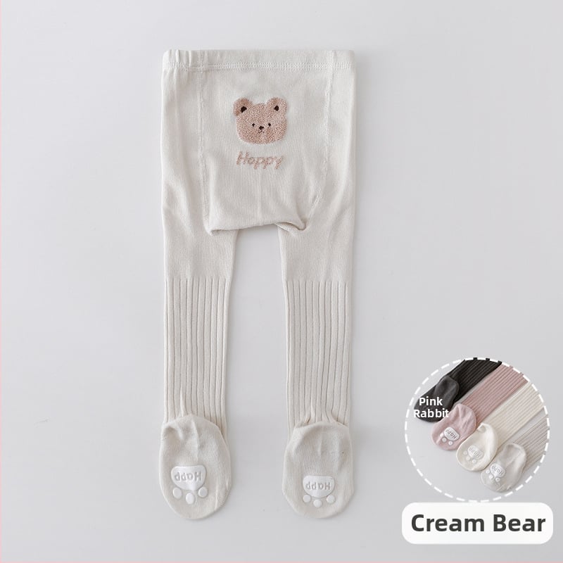 Baba/újszülött unisex pamut leggings állatmintával, csúszásgátló, magas derekú, 76,6% pamut