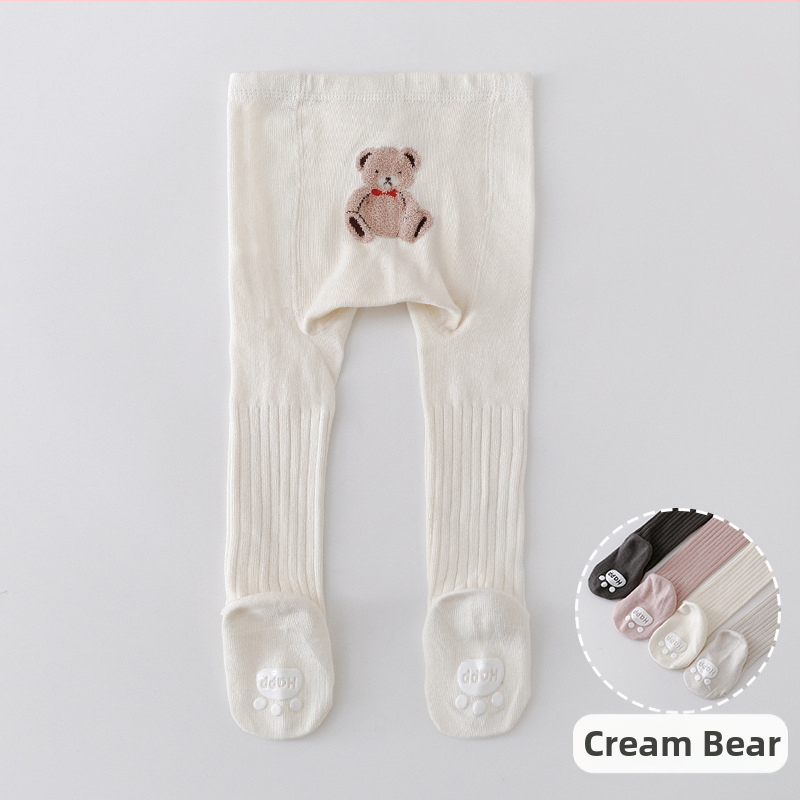 Baba/újszülött unisex pamut leggings állatmintával, csúszásgátló, magas derekú, 76,6% pamut