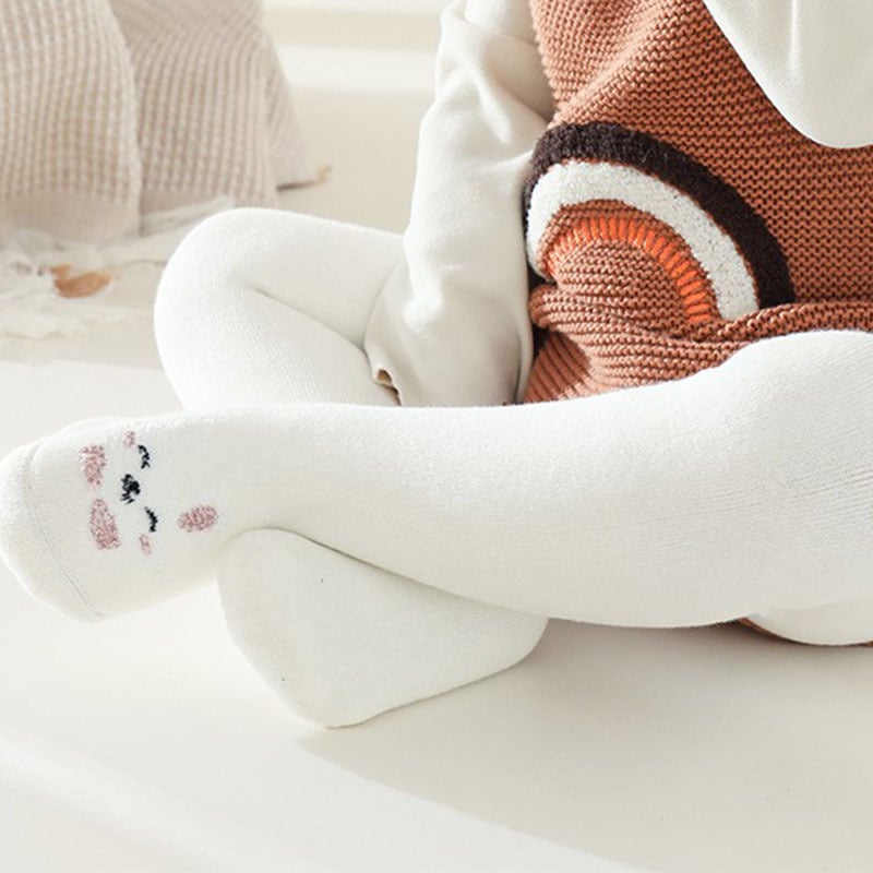 Бебешки памучни леггинги с терри за есен-зима, дебели, висока талия, пълна дължина, 90% памук, принт с анимационни герои