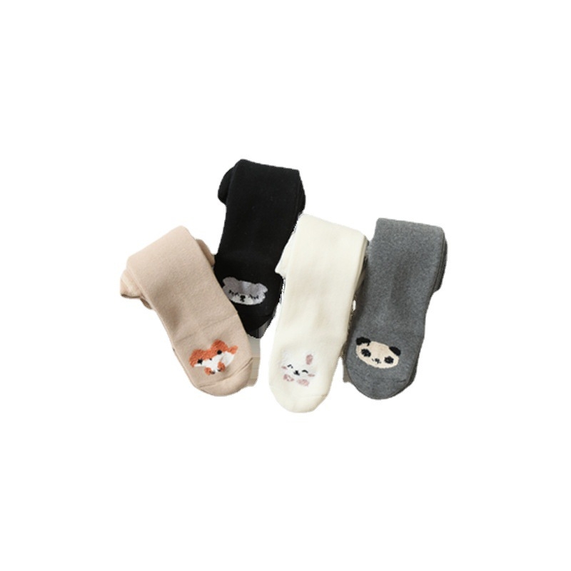 Бебешки памучни леггинги с терри за есен-зима, дебели, висока талия, пълна дължина, 90% памук, принт с анимационни герои