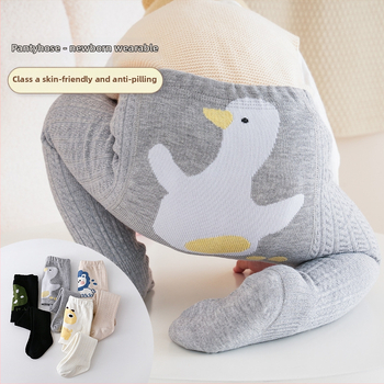 Akril szálból készült bélelt gyerek leggings, magas derekú, őszi-téli, 0–1 éves, koreai stílus, 43% akril