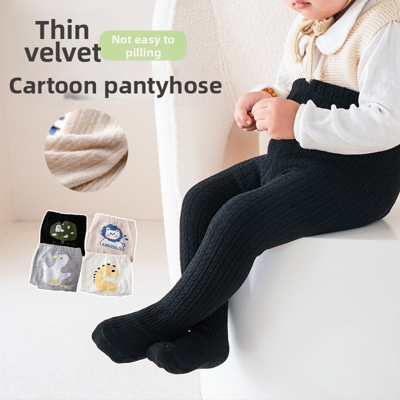 Детски клин за момичета с флис подплата, висок талия, есенно-зимно, 43% акрил, корейски стил, за новородени 0–1 г.