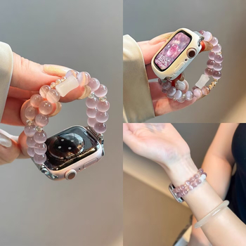 Brățară metalică pentru ceas cu piatră ochi de pisică și model struguri suculenți, compatibilă cu Apple Watch și Huawei, cataramă