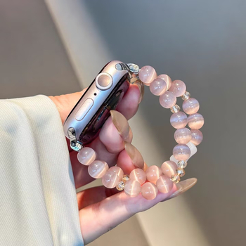 Brățară metalică pentru ceas cu piatră ochi de pisică și model struguri suculenți, compatibilă cu Apple Watch și Huawei, cataramă