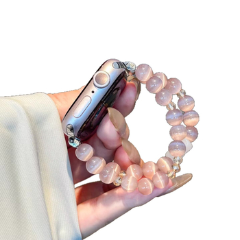 Brățară metalică pentru ceas cu piatră ochi de pisică și model struguri suculenți, compatibilă cu Apple Watch și Huawei, cataramă