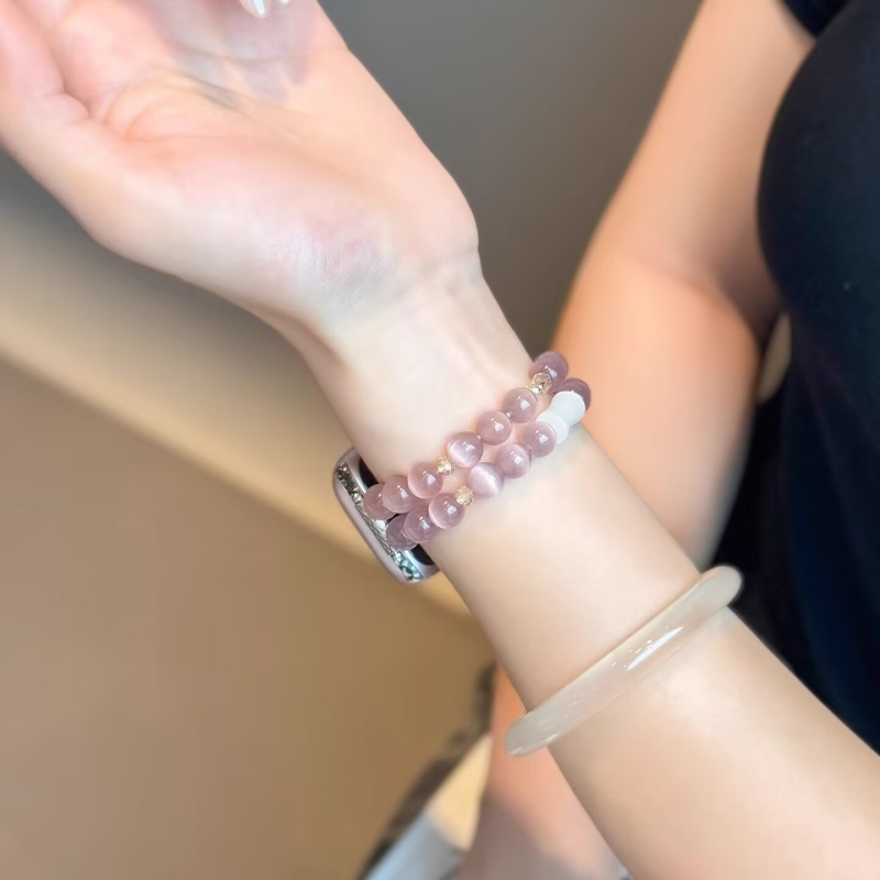 Brățară metalică pentru ceas cu piatră ochi de pisică și model struguri suculenți, compatibilă cu Apple Watch și Huawei, cataramă