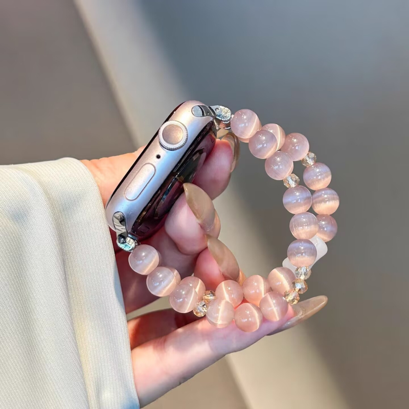 Brățară metalică pentru ceas cu piatră ochi de pisică și model struguri suculenți, compatibilă cu Apple Watch și Huawei, cataramă