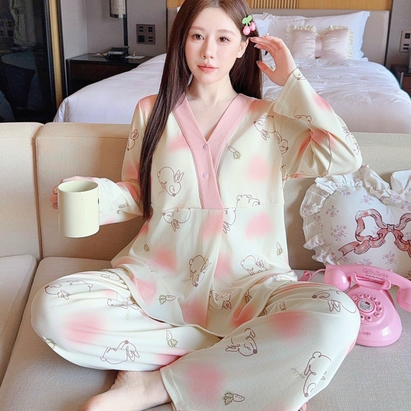 Maitinimo/konfidavimo topas su įdėtomis krūties pagalvėlėmis, ilgomis rankovėmis, Milk Silk audinys (90–95% poliesterio, <30% spandeksas), vasara 2025, japonų-korejiečių laisvas stilius