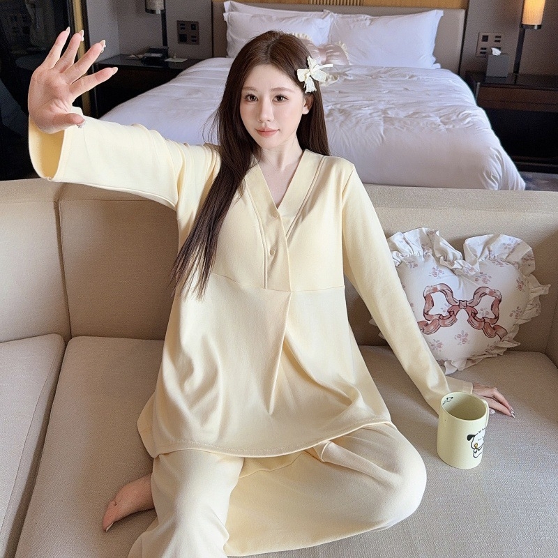 Maitinimo/konfidavimo topas su įdėtomis krūties pagalvėlėmis, ilgomis rankovėmis, Milk Silk audinys (90–95% poliesterio, <30% spandeksas), vasara 2025, japonų-korejiečių laisvas stilius