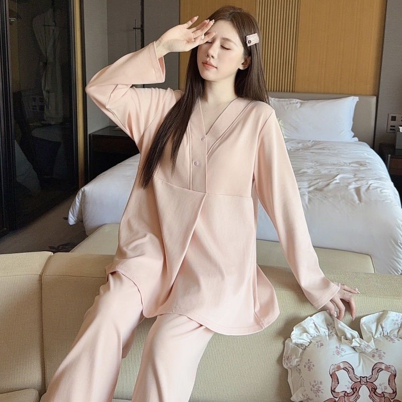 Maitinimo/konfidavimo topas su įdėtomis krūties pagalvėlėmis, ilgomis rankovėmis, Milk Silk audinys (90–95% poliesterio, <30% spandeksas), vasara 2025, japonų-korejiečių laisvas stilius