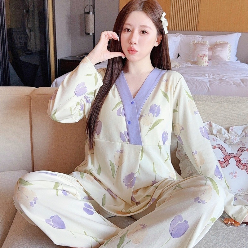 Maitinimo/konfidavimo topas su įdėtomis krūties pagalvėlėmis, ilgomis rankovėmis, Milk Silk audinys (90–95% poliesterio, <30% spandeksas), vasara 2025, japonų-korejiečių laisvas stilius