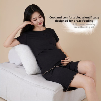 Nėštumo slaugos komplektas su 3/4 rankovėmis, Capri kelnės, žindymo anga, poliesteris 95%+, vasara