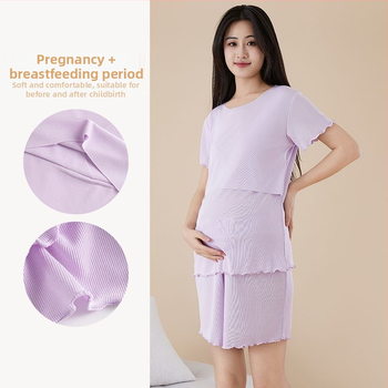 Nėštumo slaugos komplektas su 3/4 rankovėmis, Capri kelnės, žindymo anga, poliesteris 95%+, vasara