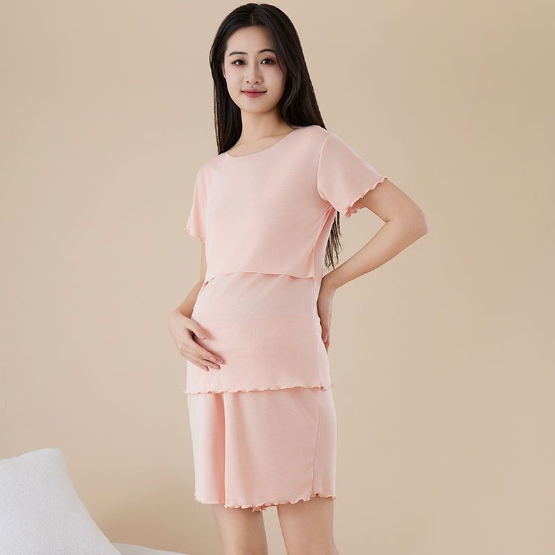 Nėštumo slaugos komplektas su 3/4 rankovėmis, Capri kelnės, žindymo anga, poliesteris 95%+, vasara