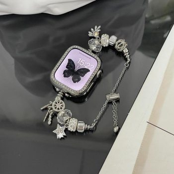 Μεταλλική Pandora-link ζώνη Apple Watch, Dream Catcher στυλ, 18 mm σύνδεση, κούμπωμα snap, συμβατή με Apple, Huawei και άλλους