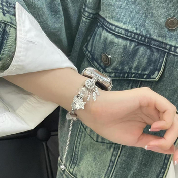 Μεταλλική Pandora-link ζώνη Apple Watch, Dream Catcher στυλ, 18 mm σύνδεση, κούμπωμα snap, συμβατή με Apple, Huawei και άλλους