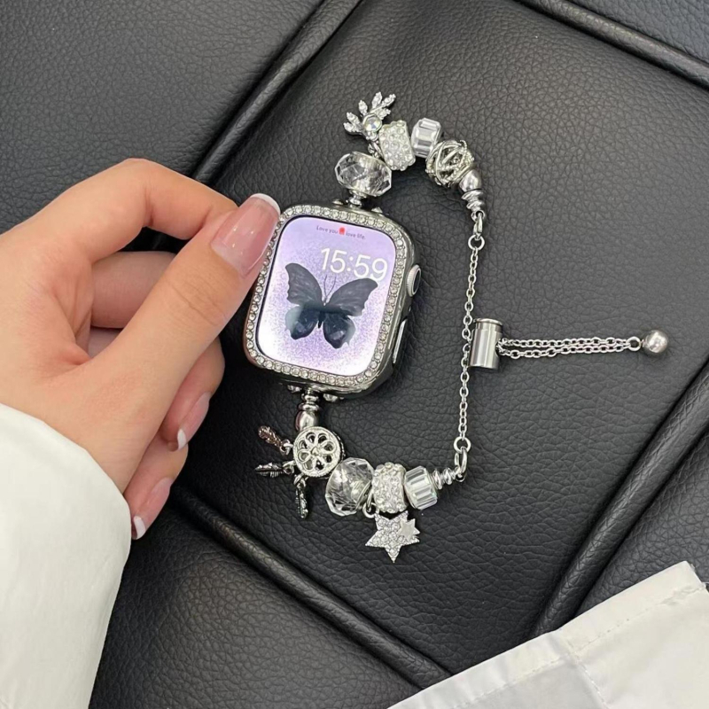 Μεταλλική Pandora-link ζώνη Apple Watch, Dream Catcher στυλ, 18 mm σύνδεση, κούμπωμα snap, συμβατή με Apple, Huawei και άλλους