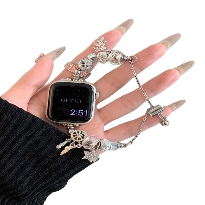 Μεταλλική Pandora-link ζώνη Apple Watch, Dream Catcher στυλ, 18 mm σύνδεση, κούμπωμα snap, συμβατή με Apple, Huawei και άλλους