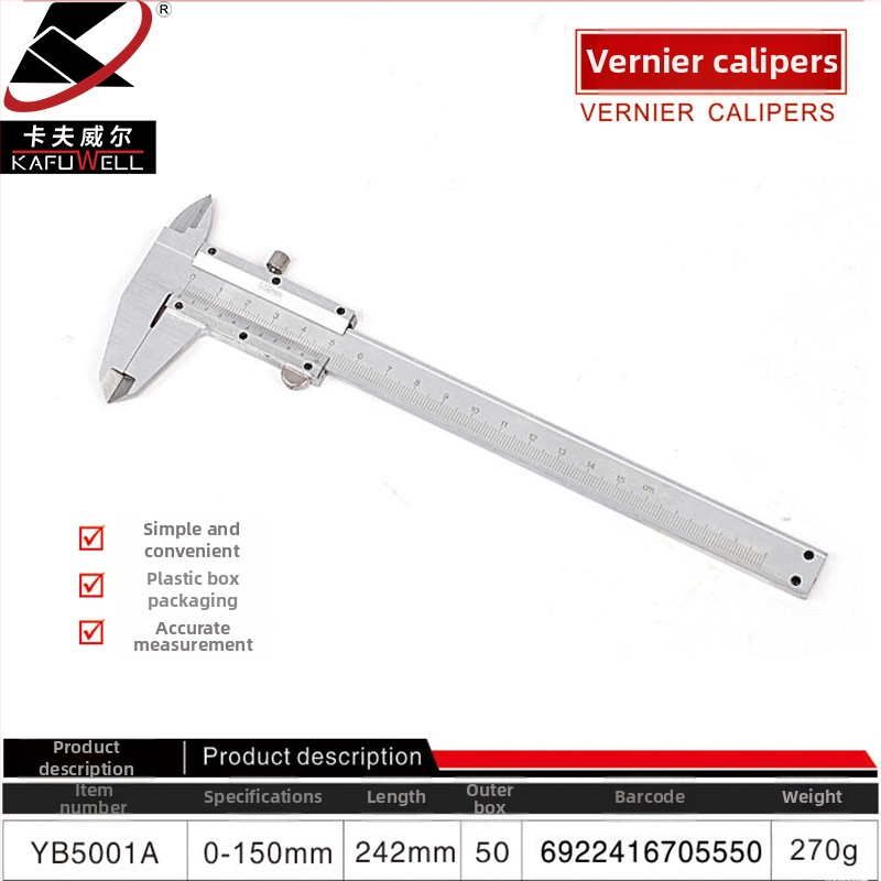 Kraftwell vernier tolómérő digitális kijelzővel, rozsdamentes acél