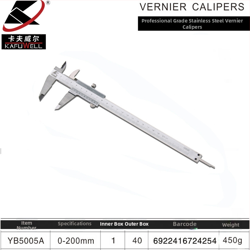 Kraftwell vernier tolómérő digitális kijelzővel, rozsdamentes acél