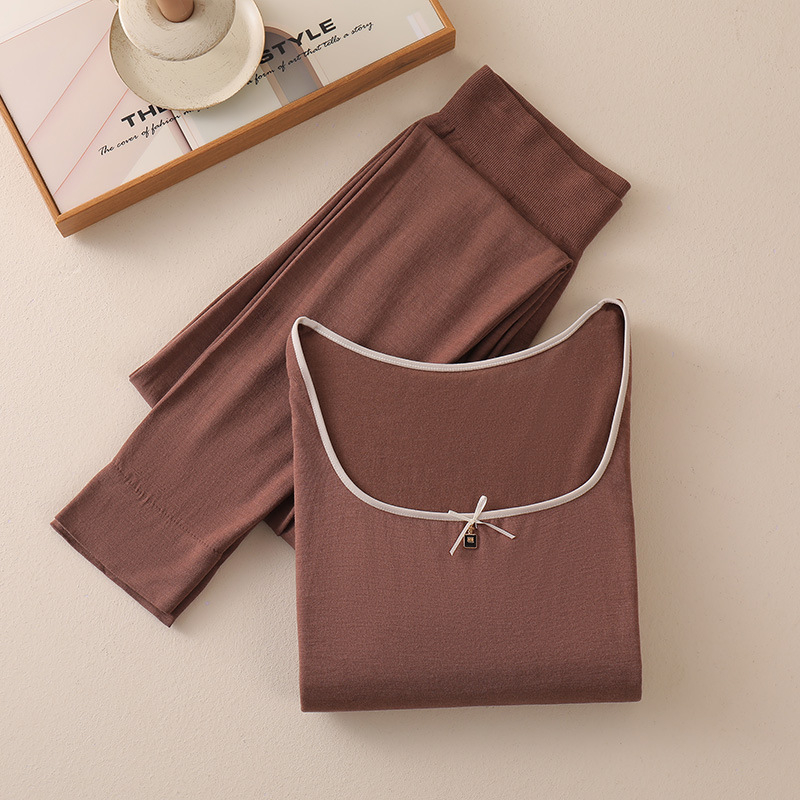 Ženski modalni termalni komplet – bezšivni oblikovani, debeo 201-250 g/m², flekse podstava, dugi rukav + dugi hlače, bazni sloj, jesen-zima