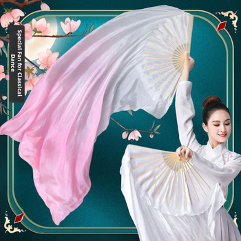 Класически танцов дълъг копринен веер, китайски стил, градиентно покритие, уникална марка, лято 2021, наличен на склад