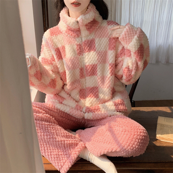 Pizama Rose Velvet sa stojećim ovratnikom, zatvarač, dugi rukavi, zimska kolekcija, poliester 90–95%