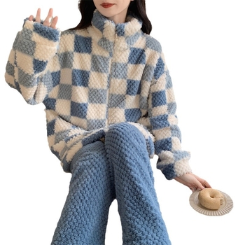 Pizama Rose Velvet sa stojećim ovratnikom, zatvarač, dugi rukavi, zimska kolekcija, poliester 90–95%