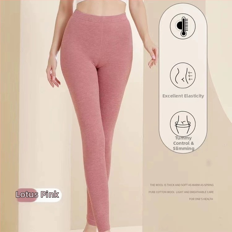 Dámske termálne legíny z vlneného materiálu, vysoký pás, dvojvrstvové, silné teplo, elasticita, anti-pilling