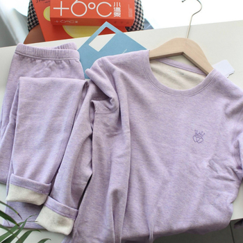 Kašmir termalni set za tinejdžerice – jesen/zima, top s okruglim izrezom i dugim rukavima uz hlače, jednostruki sloj, 251–300 g/m²