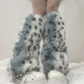 Ah daimi Plišane leg warmere s leopard uzorkom za odrasle, zima 2024, cosplay čarape