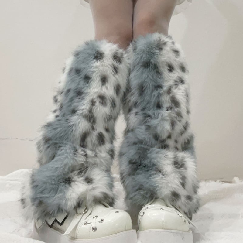 Ah daimi Plišane leg warmere s leopard uzorkom za odrasle, zima 2024, cosplay čarape