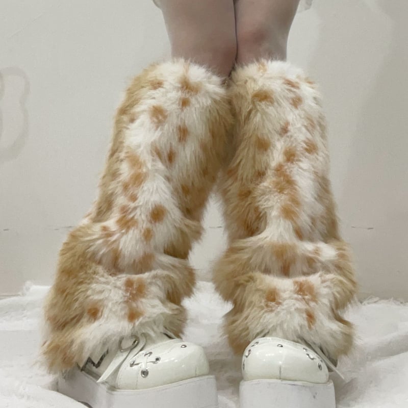 Ah daimi Plišane leg warmere s leopard uzorkom za odrasle, zima 2024, cosplay čarape