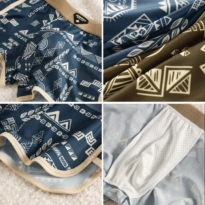 Muške hlačice od ice silk, prozračne, srednji pojas, brzo sušeće, antibakterijske, pleteni materijal, pamukova podstava u preponi