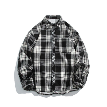 Muška karirana košulja s dugim rukavima od viskoze, ležernog kroja, rever ovratnik, jesen 2025