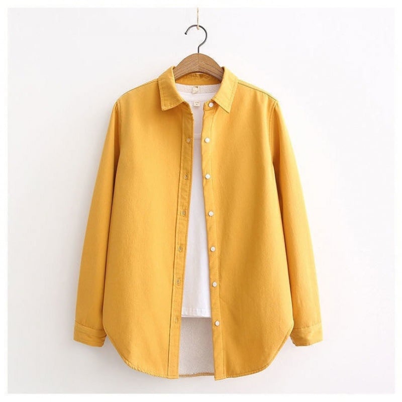 Košuljojakna s fleec podstavom; široka silueta u korejskom stilu; Polo ovratnik; dugi rukavi; duljina 50–65 cm