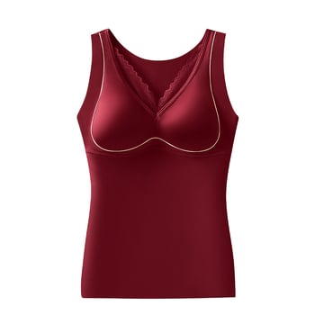 Termalna vesta s integriranim napunjenim košaricama, satenska mrežasta tkanina, V-izrez, dvostruki sloj, oblikuje tijelo