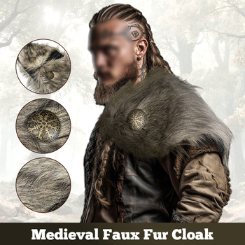 Férfi viking prém galléros sál középkori harcos cosplay-hoz; Márka Jeanne Philman; Felnőttek; Őszi 2025