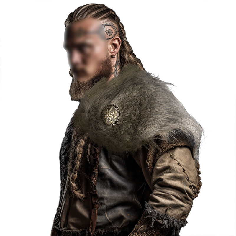 Férfi viking prém galléros sál középkori harcos cosplay-hoz; Márka Jeanne Philman; Felnőttek; Őszi 2025