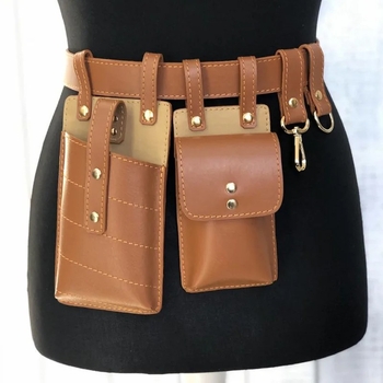 Srednjovjekovna kožna pojasna torba u steampunk retro stilu za cosplay i Halloween, s pretincem za novčanik i telefon