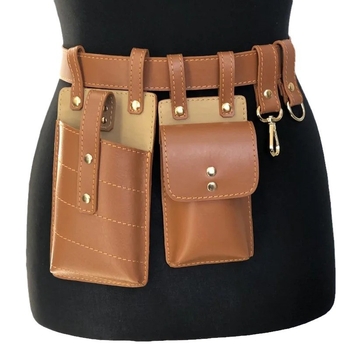 Srednjovjekovna kožna pojasna torba u steampunk retro stilu za cosplay i Halloween, s pretincem za novčanik i telefon