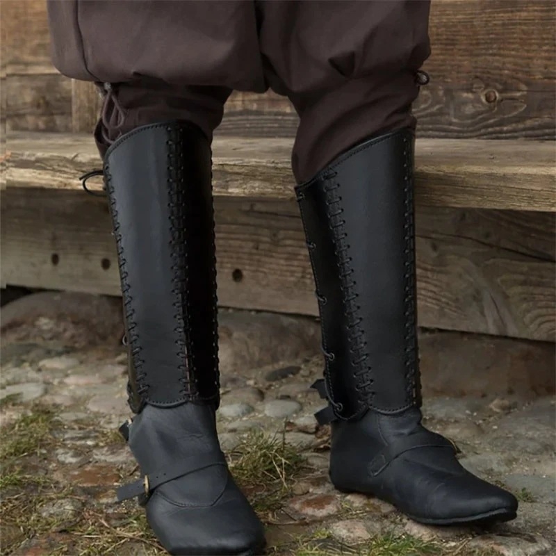 PU kožni štitnici za noge i retro navlake za cipele s vezicama za cosplay – srednjovjekovni renesansni samuraj, za odrasle • Marka: Other • Sezona listinga: Proljeće 2023
