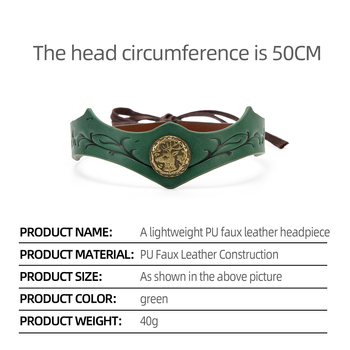 Bőr fejkoszorú cosplayhoz, erdő témájú középkori korona szőlőlevél faragással — Márka: Egyéb; Raktáron; Felnőtteknek; 2025 tavasza