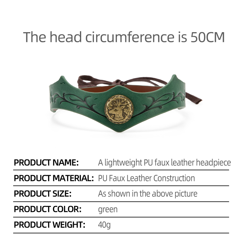 Bőr fejkoszorú cosplayhoz, erdő témájú középkori korona szőlőlevél faragással — Márka: Egyéb; Raktáron; Felnőtteknek; 2025 tavasza
