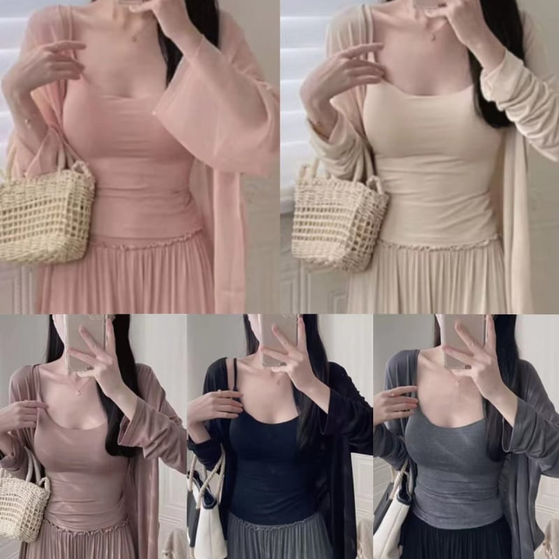 Női pamut top vállpántos, alacsony nyakú kivágás, 80–90% pamut, vékony anyag, mind a négy évszakra