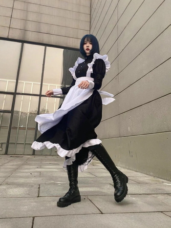 Φόρεμα cosplay για υπηρέτρια – ιαπωνικού στυλ Lolita, unisex (Ύφασμα: πολυεστέρας; Κύρια σύνθεση υφάσματος: κάτω από 30%; Μάρκα: Qingtu Garment; Εφαρμογές: παιχνίδια χαρακτήρων και anime ρόλοι)