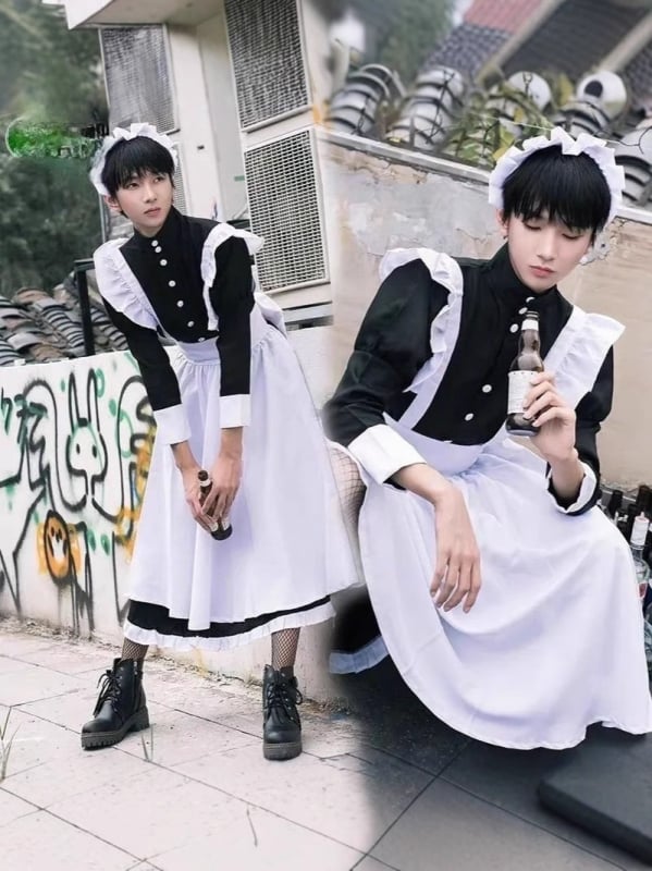 Φόρεμα cosplay για υπηρέτρια – ιαπωνικού στυλ Lolita, unisex (Ύφασμα: πολυεστέρας; Κύρια σύνθεση υφάσματος: κάτω από 30%; Μάρκα: Qingtu Garment; Εφαρμογές: παιχνίδια χαρακτήρων και anime ρόλοι)