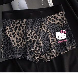 Muške bokserice Ice Silk s leopard printom, prozračne, srednje visine struka, pletene