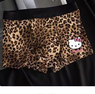 Muške bokserice Ice Silk s leopard printom, prozračne, srednje visine struka, pletene
