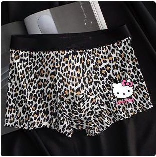 Muške bokserice Ice Silk s leopard printom, prozračne, srednje visine struka, pletene